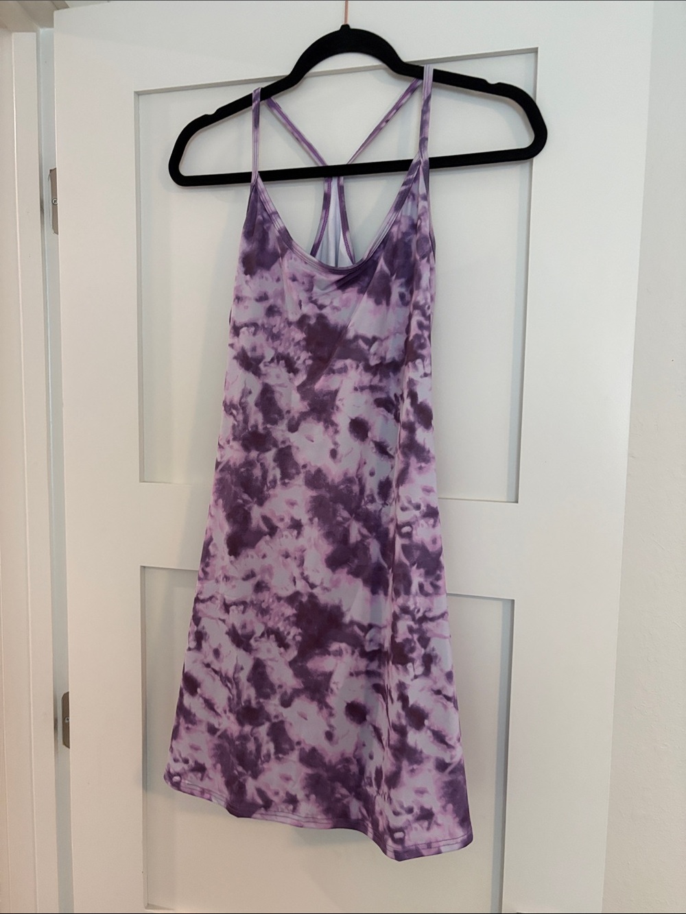 Purple Tie-Dye Slip Dress with Strappy Back